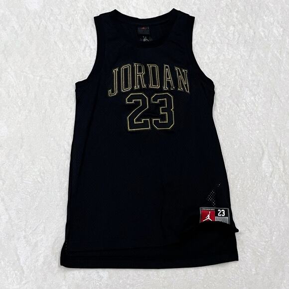 Kids Medium Michael Jordan #23 Jersey – Black & Gold Tank - Picture 3 of 4